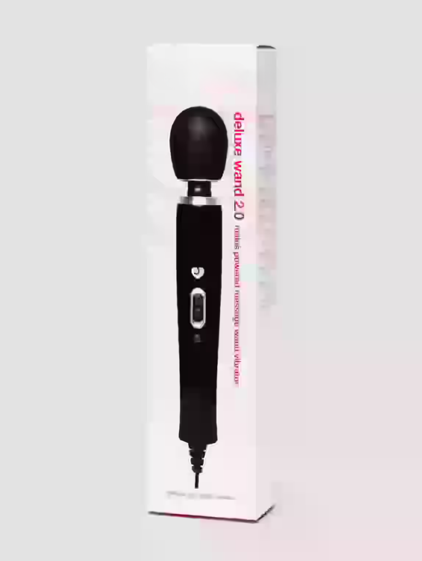 Black handheld device with digital display on a white background