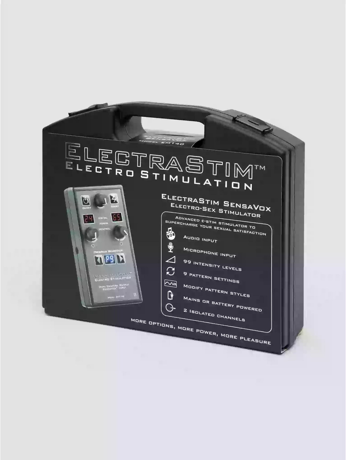 ElectraStim electro stimulation device packaging on a white background