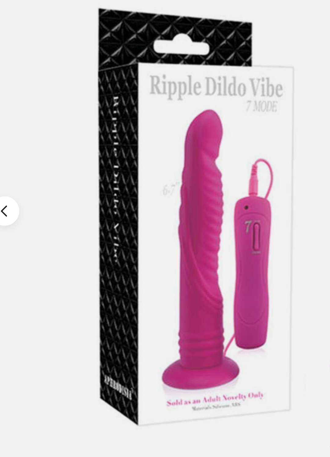 Pink Ripple Dildo Vibe packaging on a white background