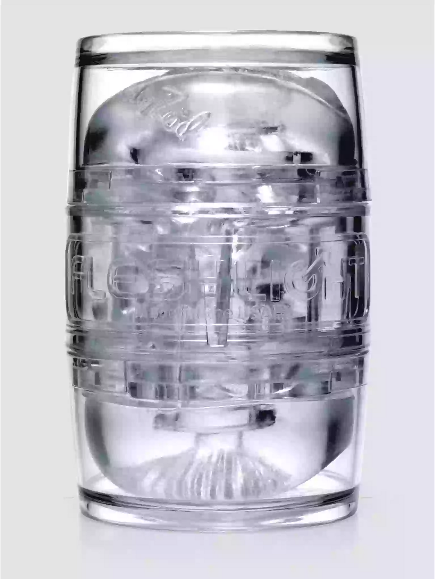 Clear glass with metal top on a white background