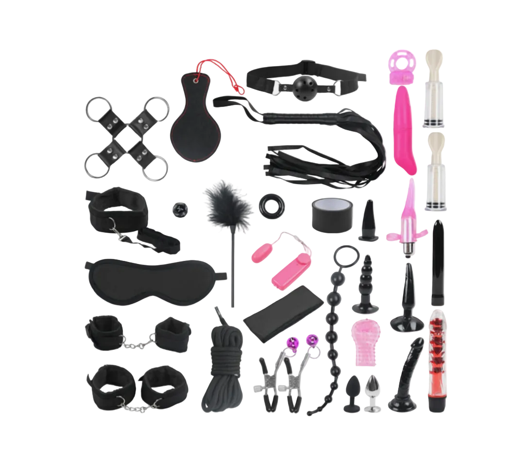 32-piece BDSM bondage kit – couples restraints set, adult roleplay and fetish accessories, beginner-friendly, body-safe materials for intimate play