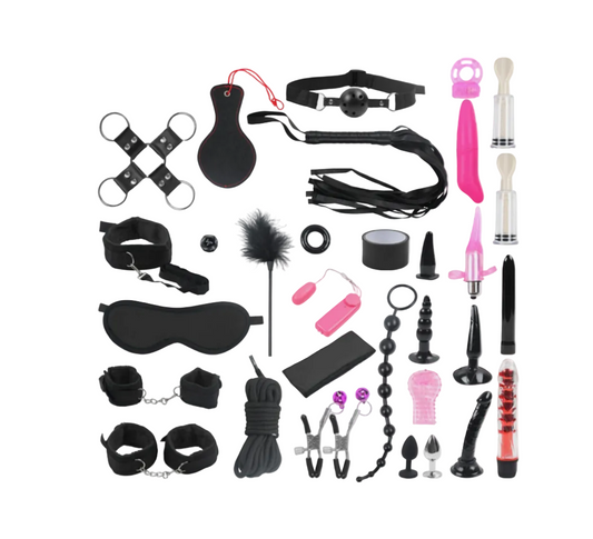 32-piece BDSM bondage kit – couples restraints set, adult roleplay and fetish accessories, beginner-friendly, body-safe materials for intimate play