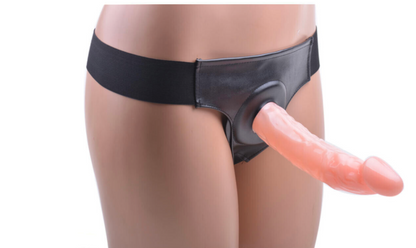 Black underwear with a transparent patch on a white background