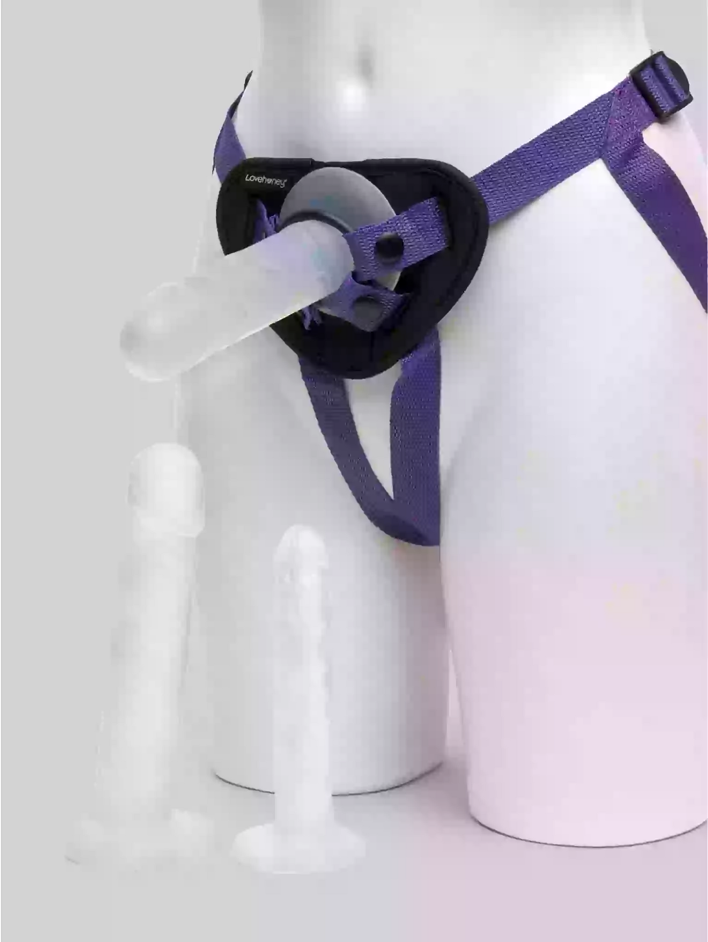 Neck brace with straps on a mannequin against a white background