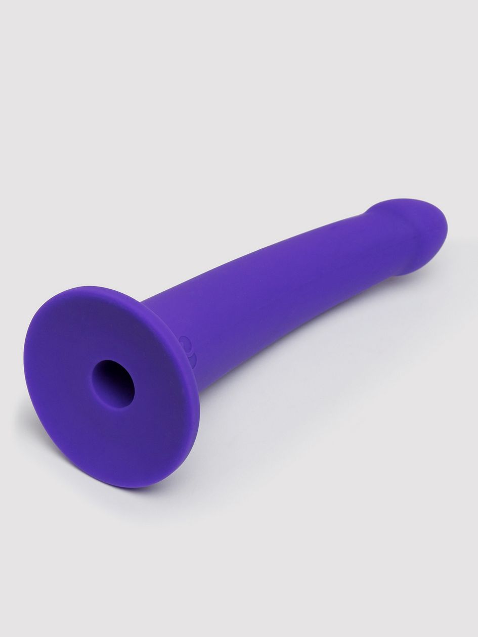 Purple silicone product on a white background