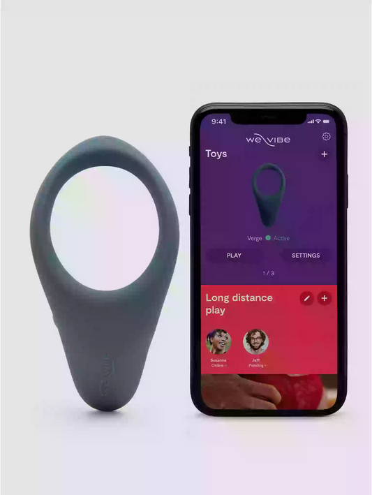Sexual product and smartphone with app interface on a white background