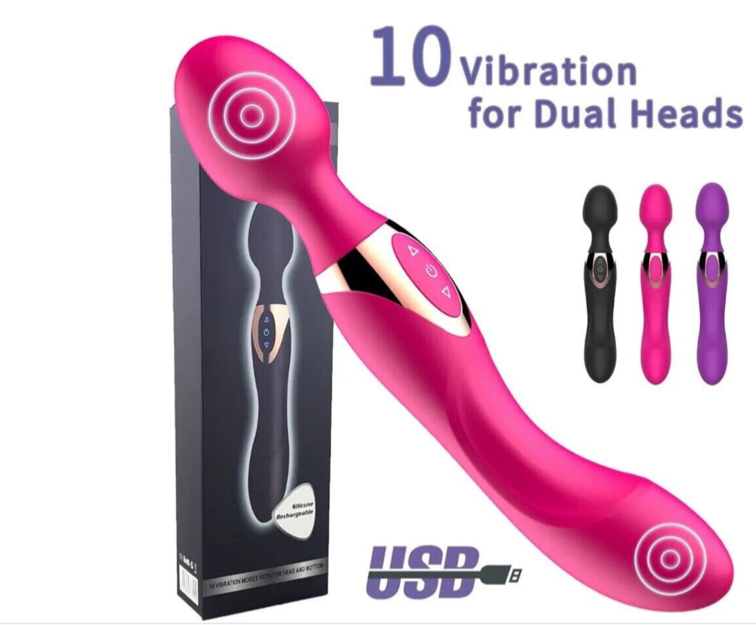 Pink electronic device with dual heads and packaging on a white background