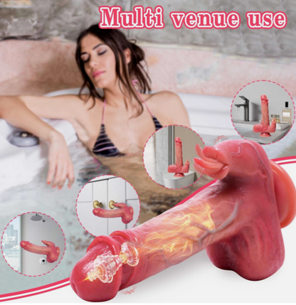 Woman in a bathtub with a product labeled 'Multi venue use' and close-up insets showing its application.