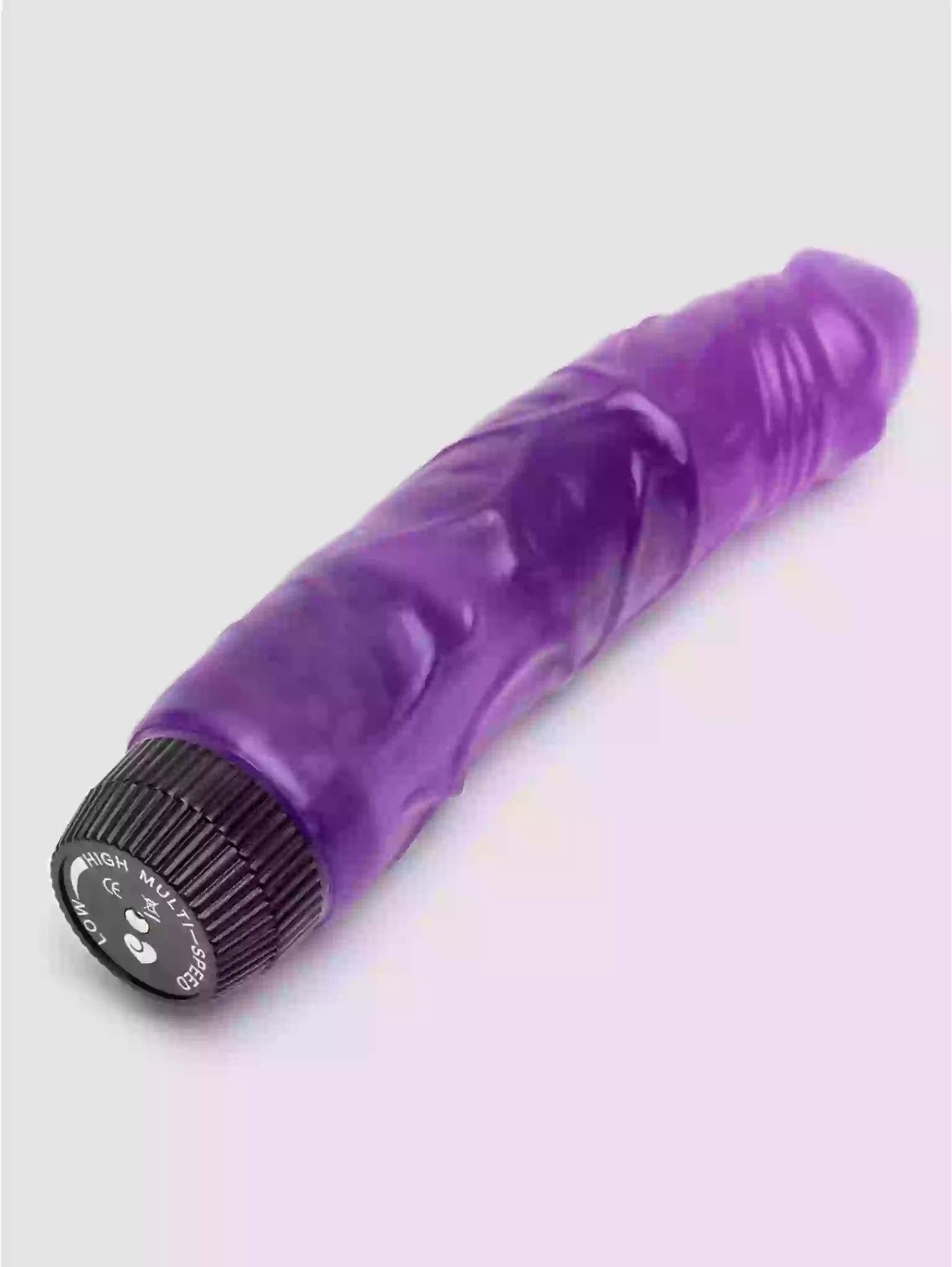 Purple flashlight on a light gray background