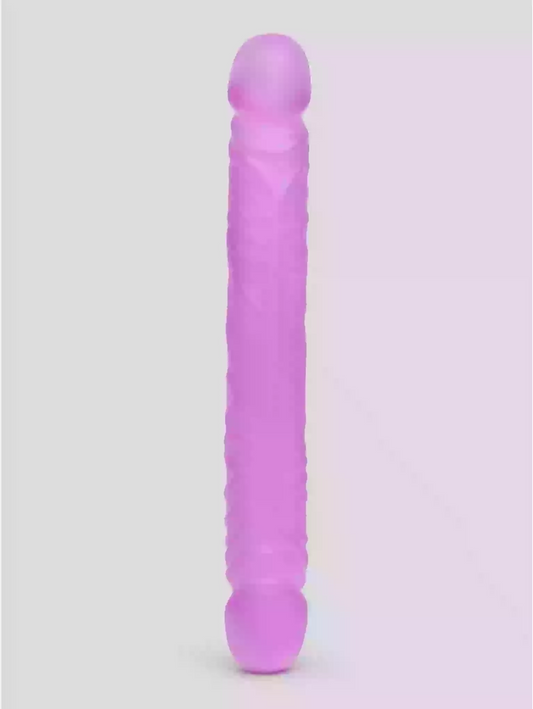 Purple and white cylindrical object on a light gray background