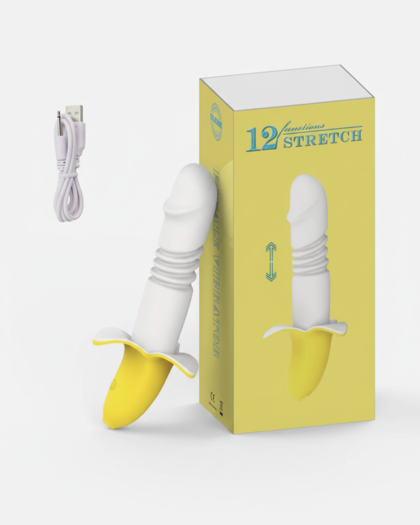 White and yellow device with packaging labeled '12 Footloose Stretch' on a white background