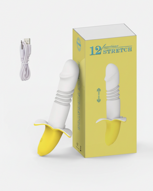 White and yellow device with packaging labeled '12 Footloose Stretch' on a white background