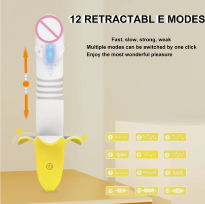 Sexual product with 12 retractable E modes on a beige background