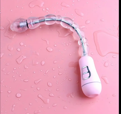 Pink electronic device with flexible arm on a pink textured background
