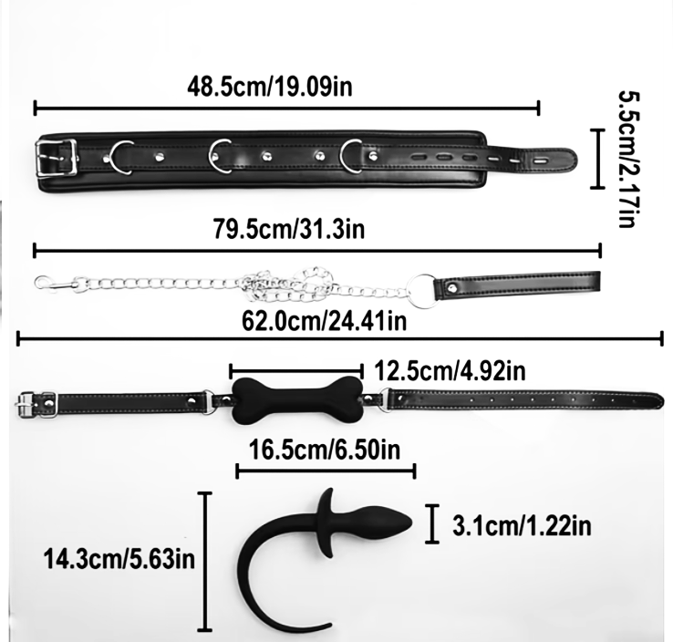 Black BDSM collar and leash choker set UK – adjustable adult restraint accessory for couples, body-safe leather and metal design