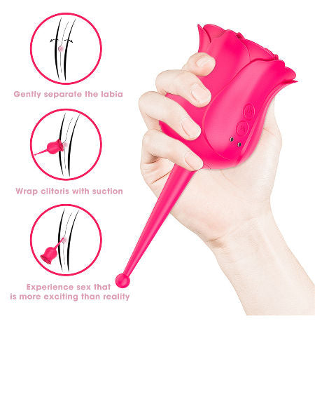 Pink suction cup with instructions on use on a white background