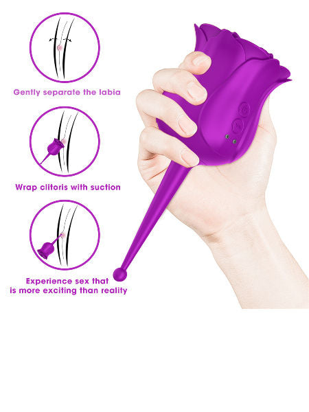 Purple suction cup tool held by a hand with text explaining its use.