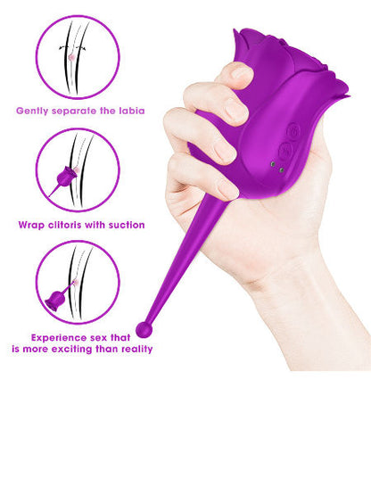 Purple suction cup tool held by a hand with text explaining its use.