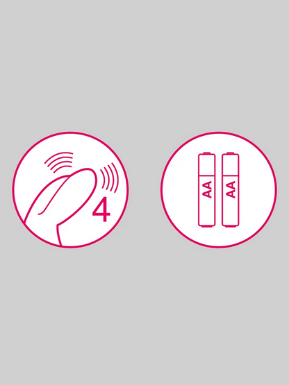 Two icons on a gray background, one with a phone and number 4, the other with two AA batteries.
