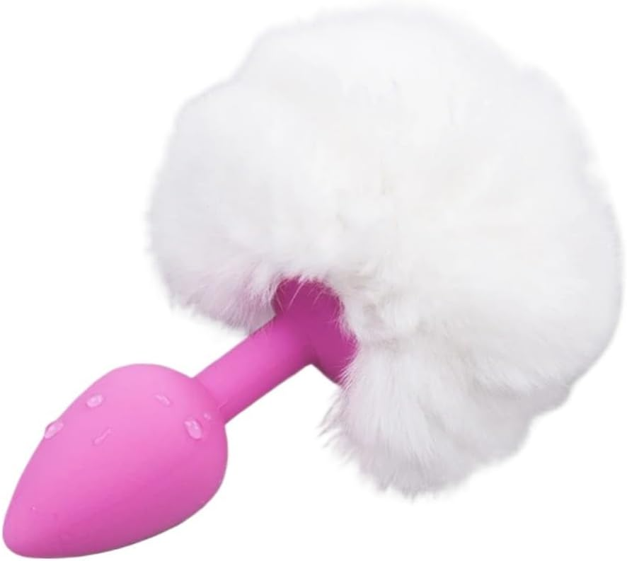 Pink toy with white furry top on a white background