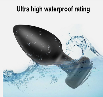 Black and gray device with water splashes and text 'Ultra high waterproof rating' on a light blue background