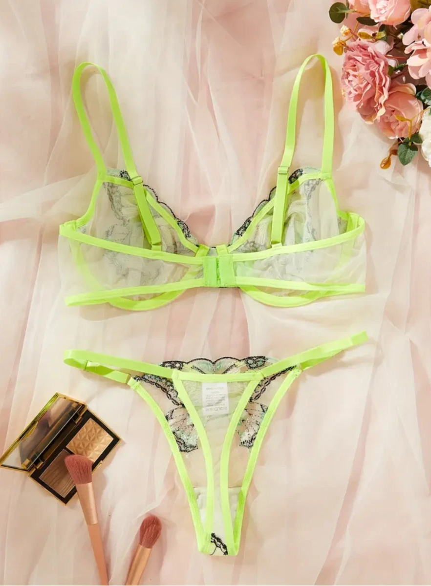 Butterfly Fantasy Sheer Bra & Panty Lingerie Set UK