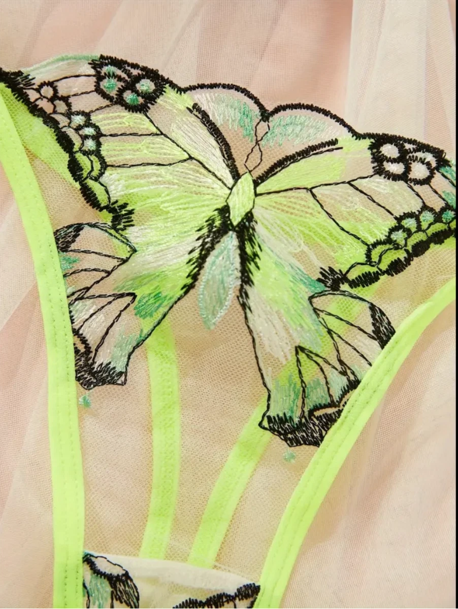 Butterfly Fantasy Sheer Bra & Panty Lingerie Set UK
