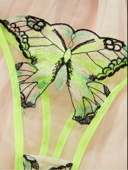 Butterfly Fantasy Sheer Bra & Panty Lingerie Set UK