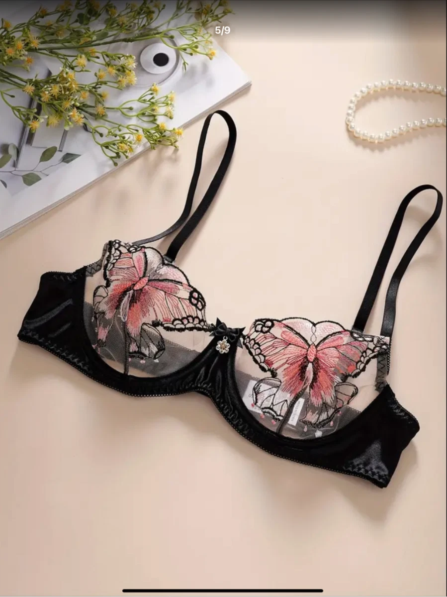 Butterfly Fantasy Sheer Bra & Panty Lingerie Set UK