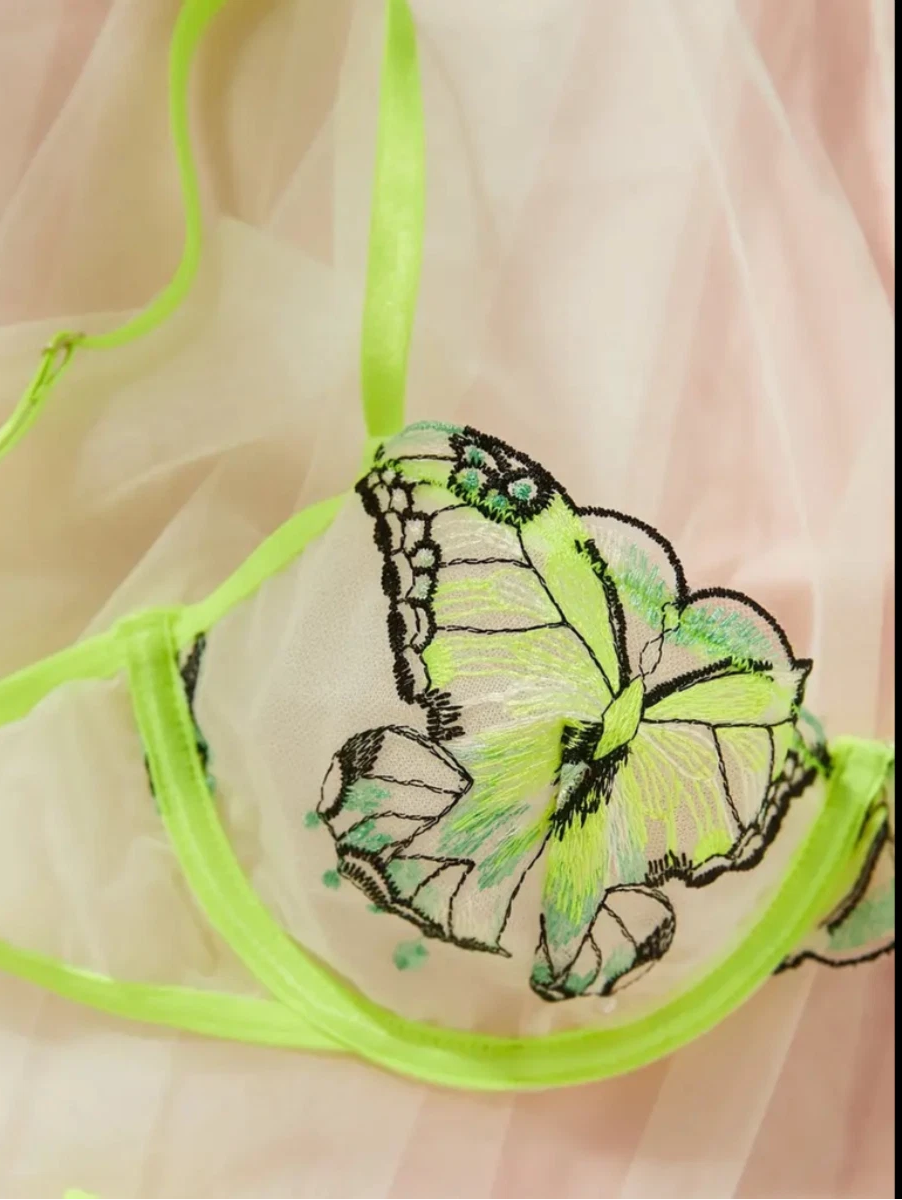 Butterfly Fantasy Sheer Bra & Panty Lingerie Set UK