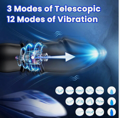 Telescopic device with vibration modes illustration on a dark background