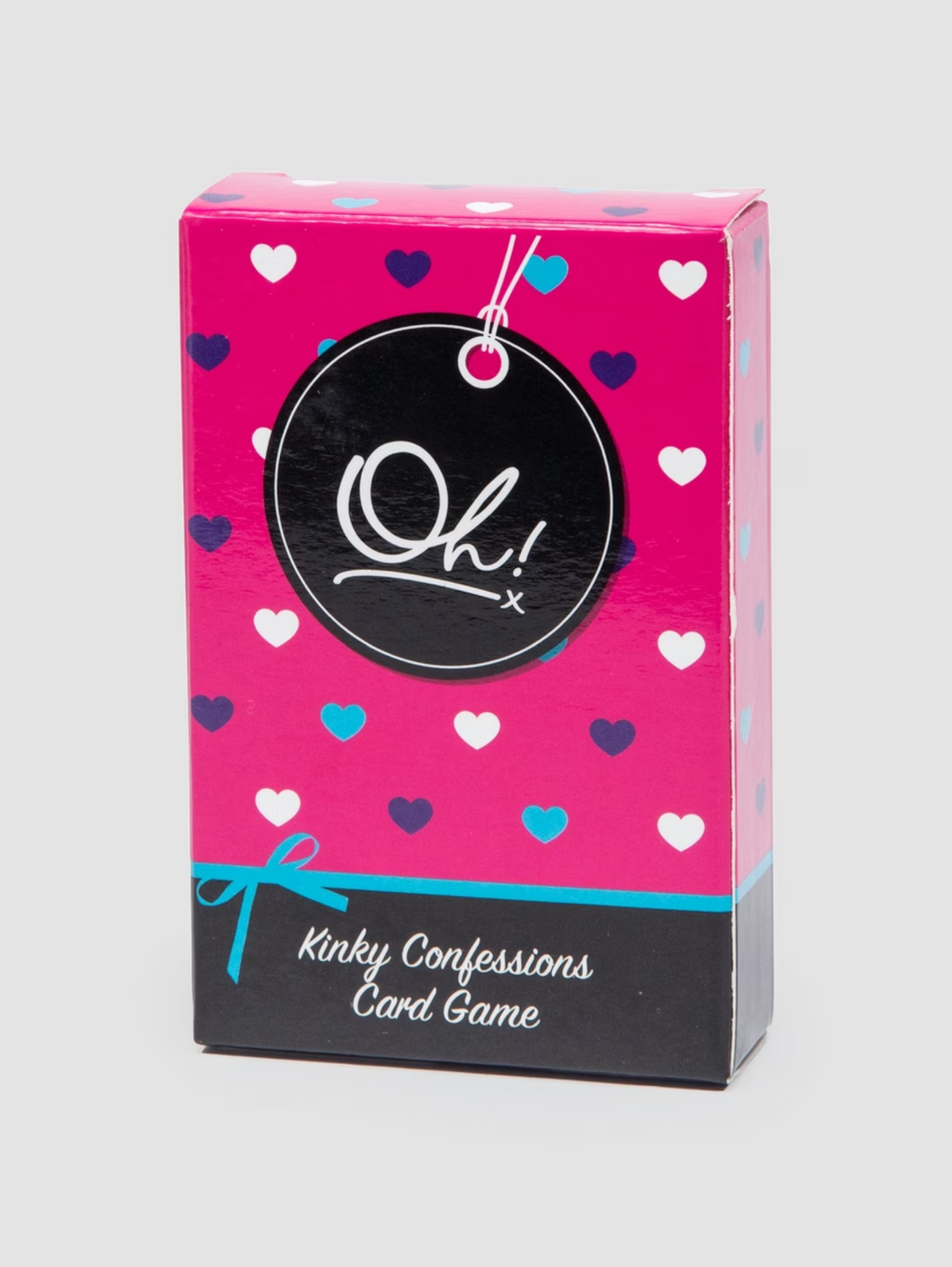 Card game box with pink and black design featuring hearts and 'Oh!' branding.
