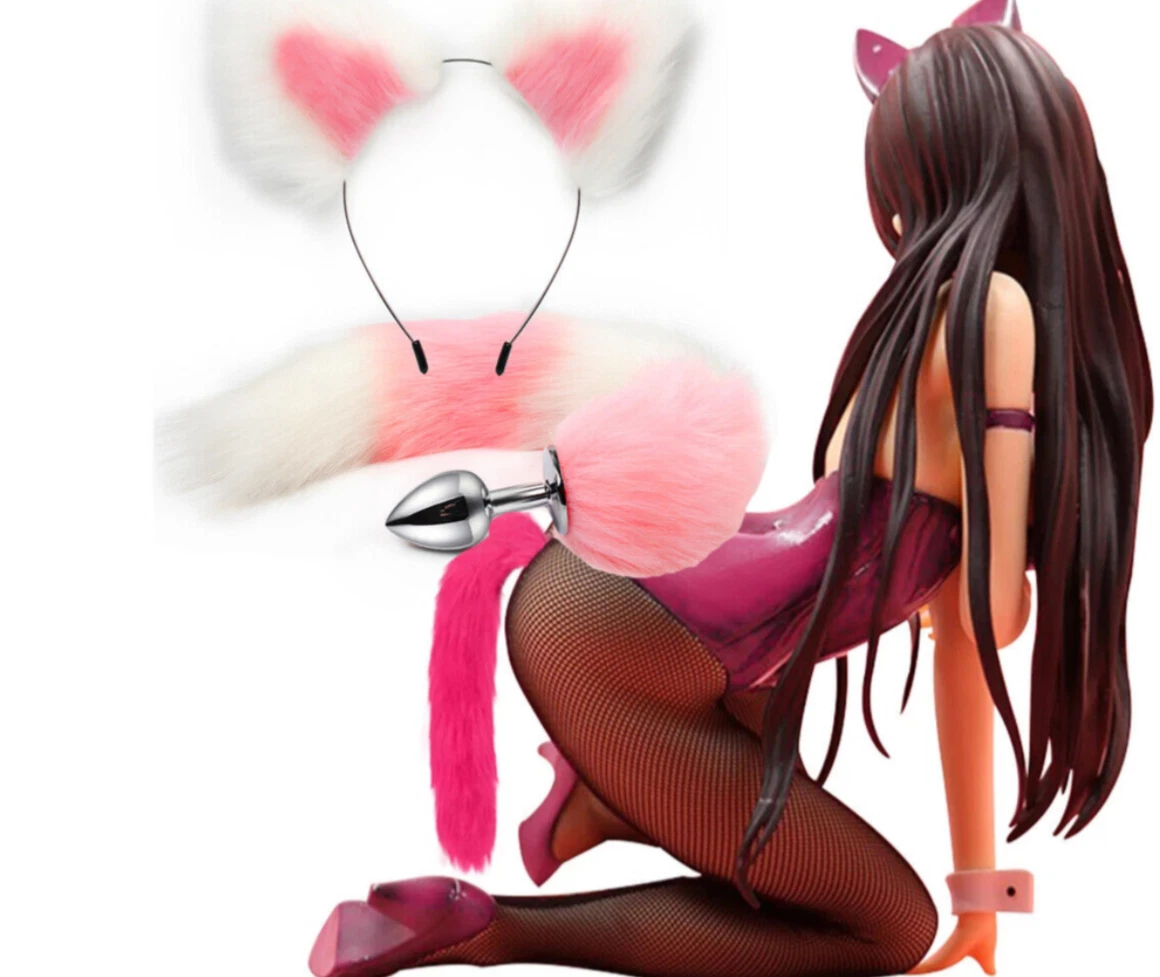 Animated character with fox ears and a tail on a white background