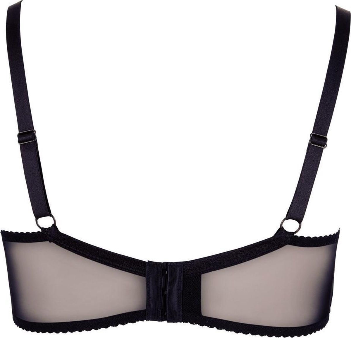 Black bra with thin straps on a white background
