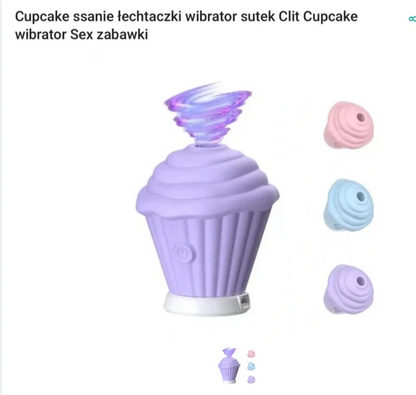 Purple cupcake-shaped toy with additional parts on a white background