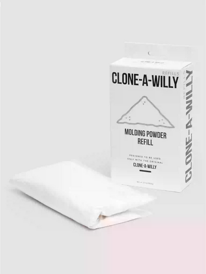 Clone-A-Willy molding powder refill packaging on a white background
