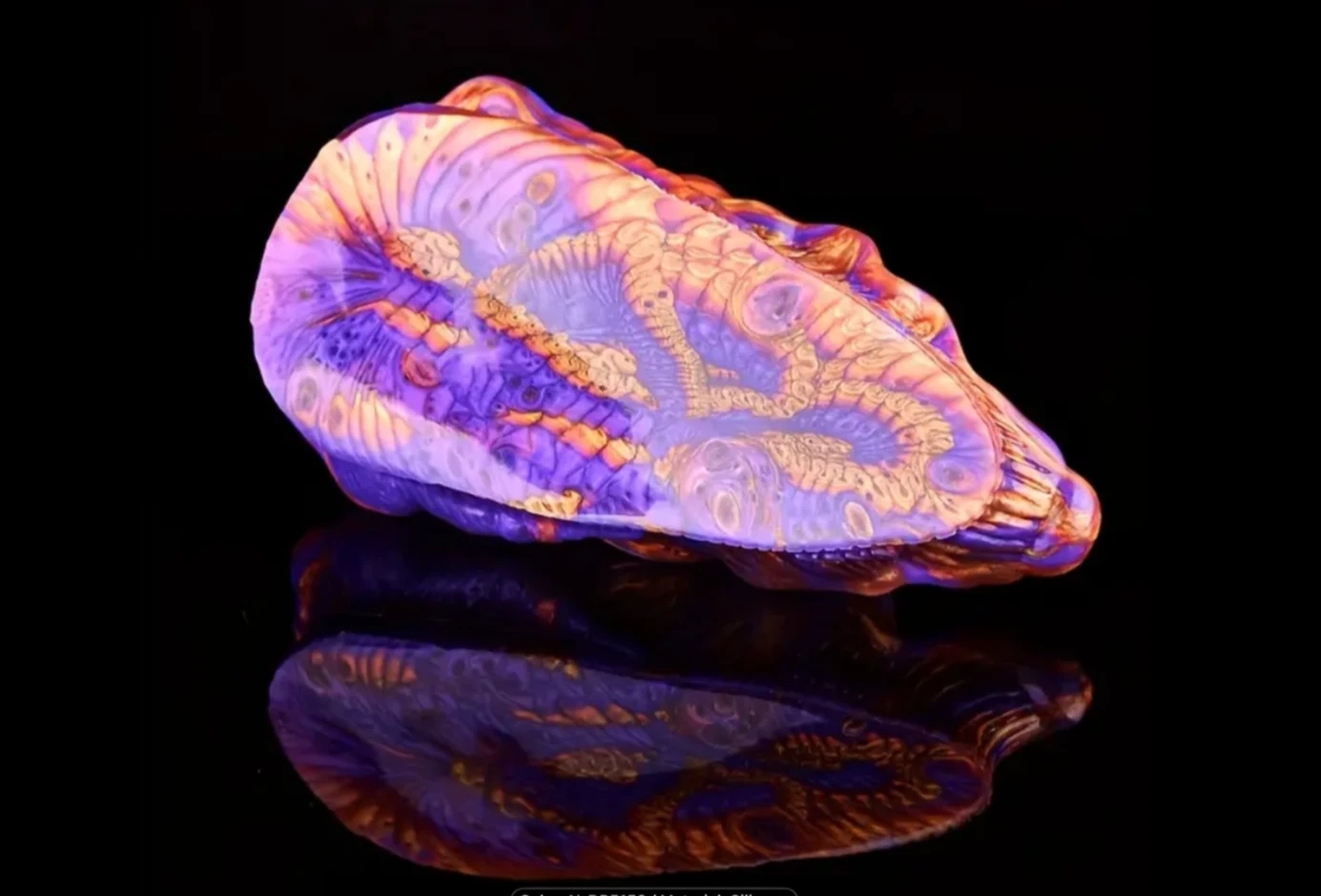 Colorful, textured rock on a black background