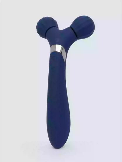 Blue handheld massager on a white background