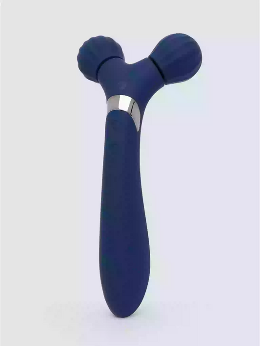 Blue handheld massager on a white background
