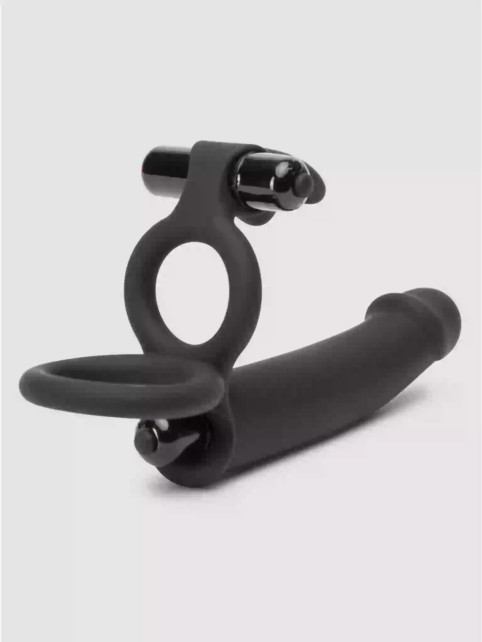 Black silicone ring with handle on a white background