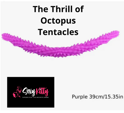 Purple octopus tentacle toy with 'Sexy Kitty' branding on a white background