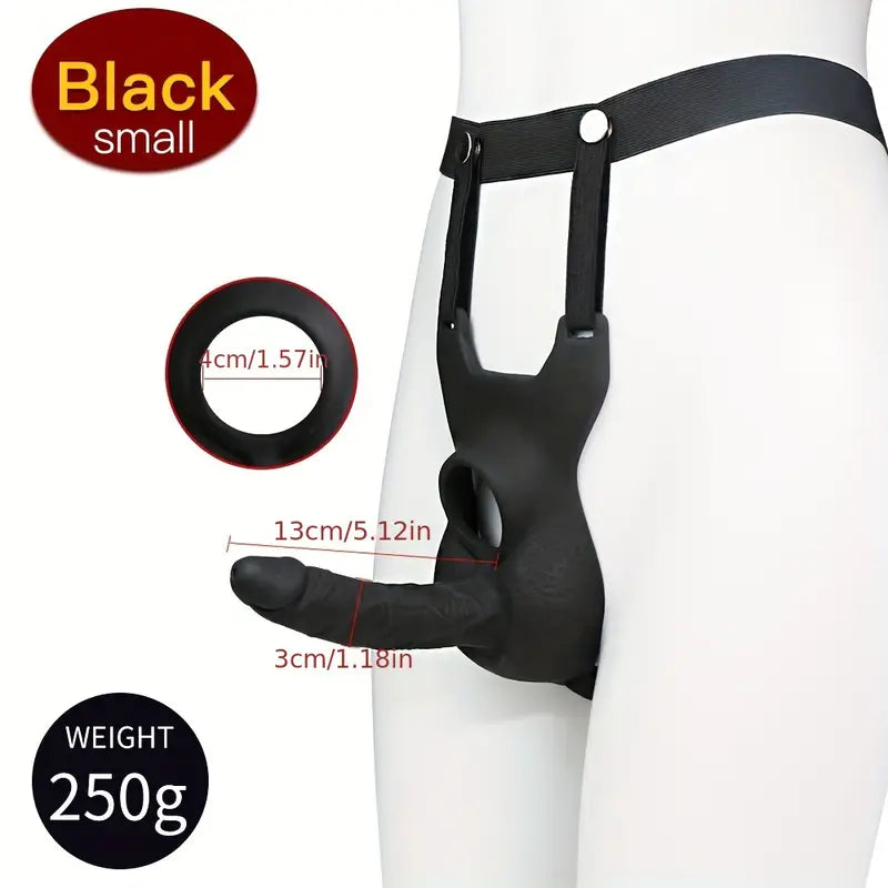 Black glove on a mannequin with measurements and weight information displayed.