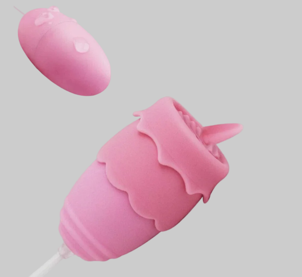 Pink silicone product on a light gray background