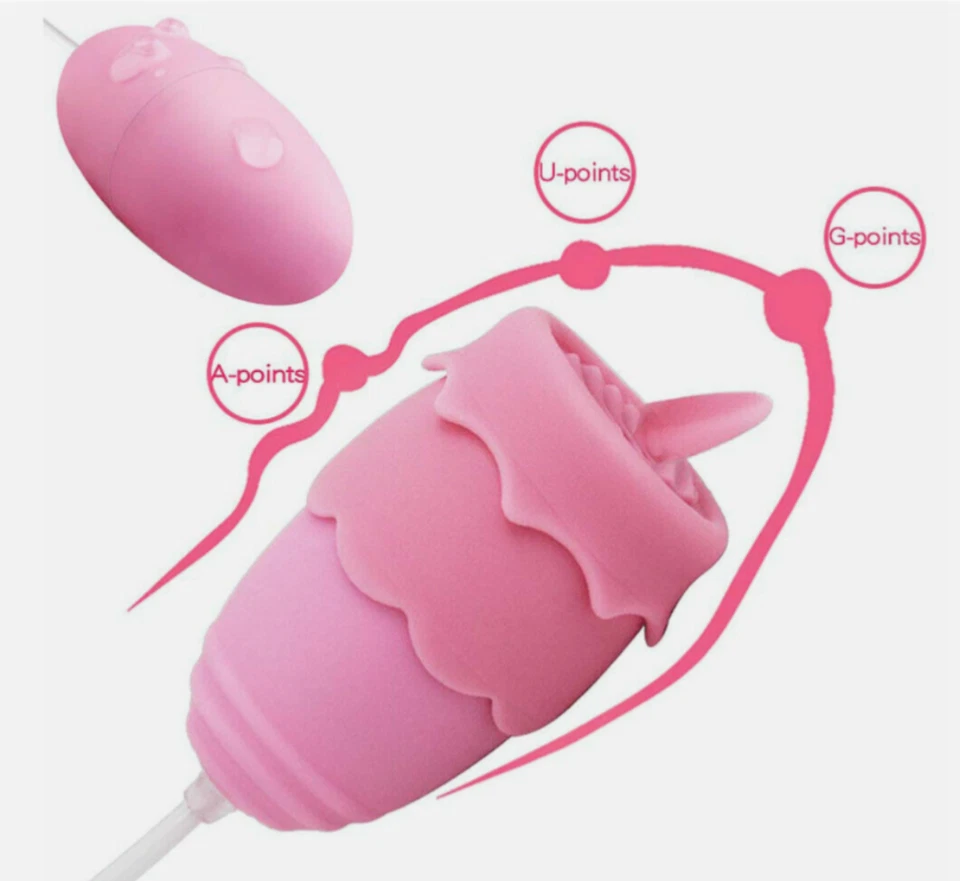 Pink silicone product with labeled points on a white background