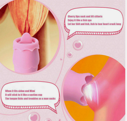 Pink product with text on a pink and orange background