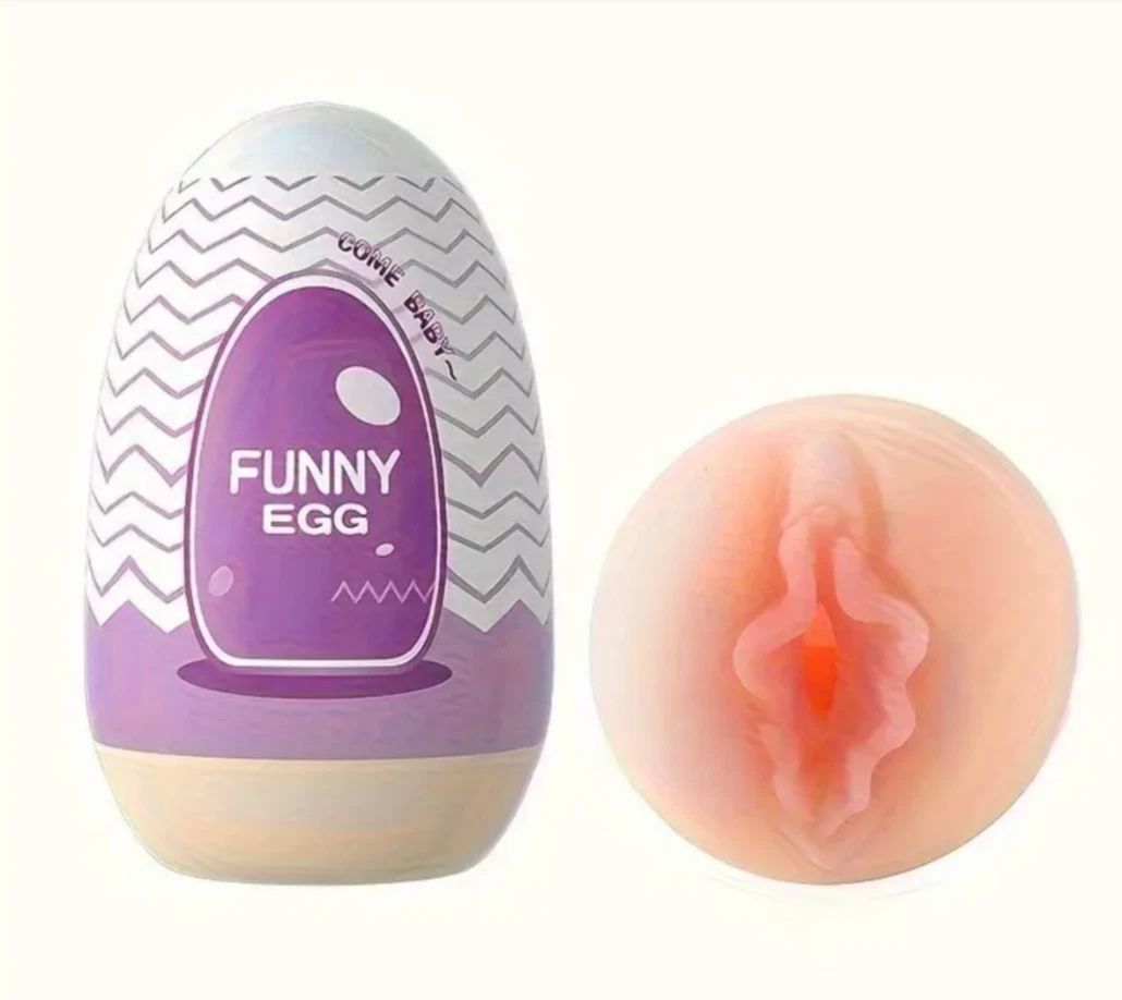 Product labeled 'Funny Egg' with a close-up of its design on a white background