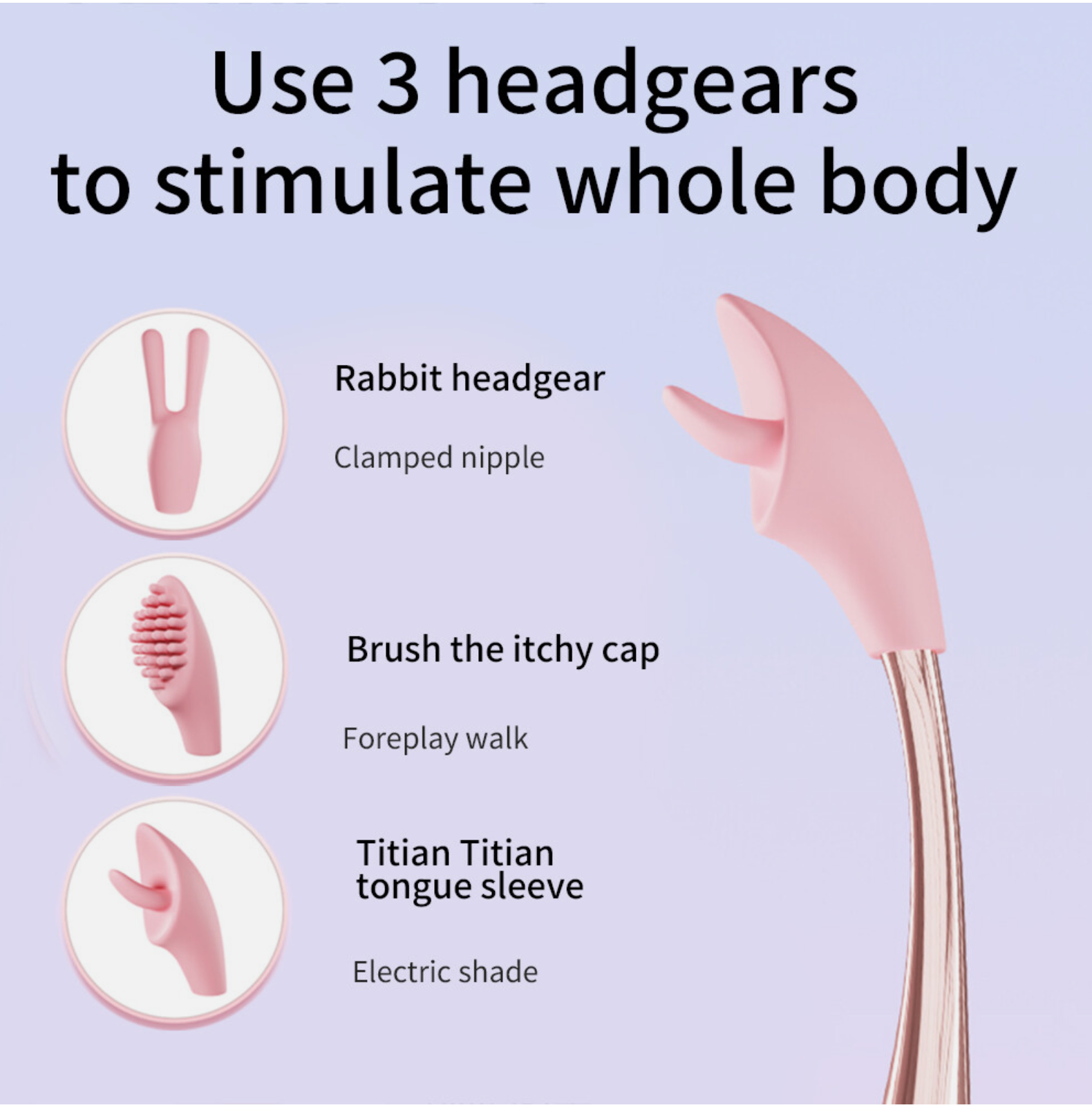 Pink silicone product with text on a purple background