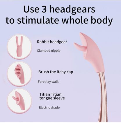 Pink silicone product with text on a purple background