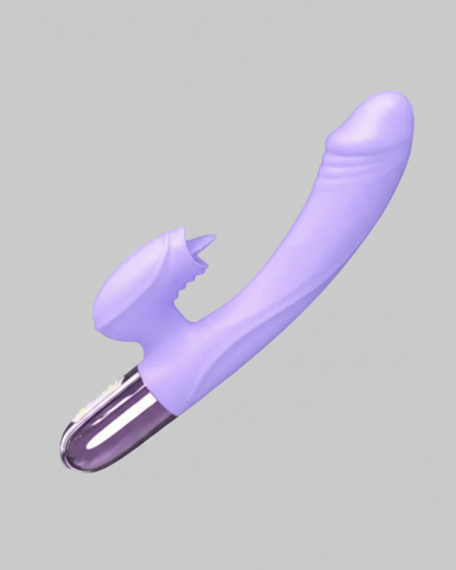 Purple and silver device on a gray background