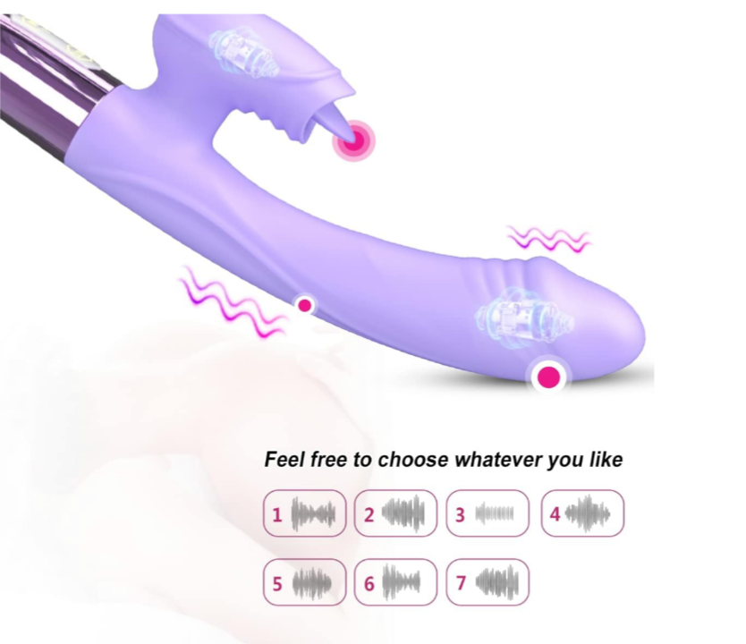 Purple toy with sound options on a white background